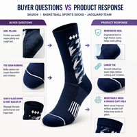Chaussettes de sport en jacquard B2B pour équipes de basketball, pour kits d'équipe et programmes d'entraînement, avec options de tailles.