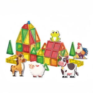 Rompecabezas Magnético 3D de Bloques Mini, Portátil, en Caja de Hierro, con Ventana, Colorido, Creativo, DIY, para la Imaginación de Animales de Granja - Product Image 1