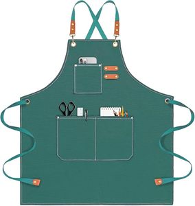 Grembiule da Lavoro in Tela Impermeabile |   Grembiule Multitasche con Cinturino Incrociato per Personale Domestico, Baristi, Fioristi, Parrucchieri, Pasticceri - Product Image 5