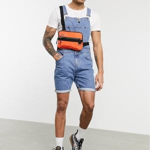 จั๊มสูทผ้าเดนิมของผู้ชายวินเทจแบบลำลองกางเกงขาสั้นขาดๆสำหรับฤดูร้อน - Product Image 1