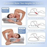 Oreiller ergonomique cervical en mousse à mémoire de forme, forme ondulée pour soulager la douleur à l'épaule, avec housse en soie glacée respirante amovible