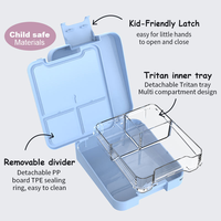 Boîte à lunch en plastique personnalisable Aohea, boîte à bento Tritan à 3 compartiments, boîte à lunch pour enfants utilisable au micro-ondes