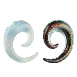 Evorte-Tapones de Caracol en espiral para oreja de cristal, expansores de túnel, pendientes gruesos negros Punk, barra de conchas de hélice