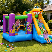 Aufblasbares Hüpfhaus mit Planschbecken, Outdoor-PVC-Wasserspringschloss für Kinder; Inklusive Kabelgebundenem Luftgebläse