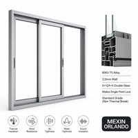 Fenêtre coulissante thermique MEIXIN ORLANDO X158 à 6 rails en acier inoxydable, design moderne, super coupe-vent, stable pour villa et extérieur de maison
