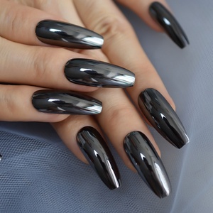 Arma Grey ataúd falso <span class=keywords><strong>uñas</strong></span> Extra largo espejo acrílico <span class=keywords><strong>brillo</strong></span> <span class=keywords><strong>uñas</strong></span> extremadamente largo damas prediseñadas <span class=keywords><strong>uñas</strong></span> falsas 24 L5631 - Product Image 5
