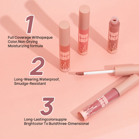 Nuevo Lápiz Labial Líquido Vegano Mate de Larga Duración, Resistente al Agua, con 4 Colores, Caja con Logotipo Personalizado, MOQ Bajo
