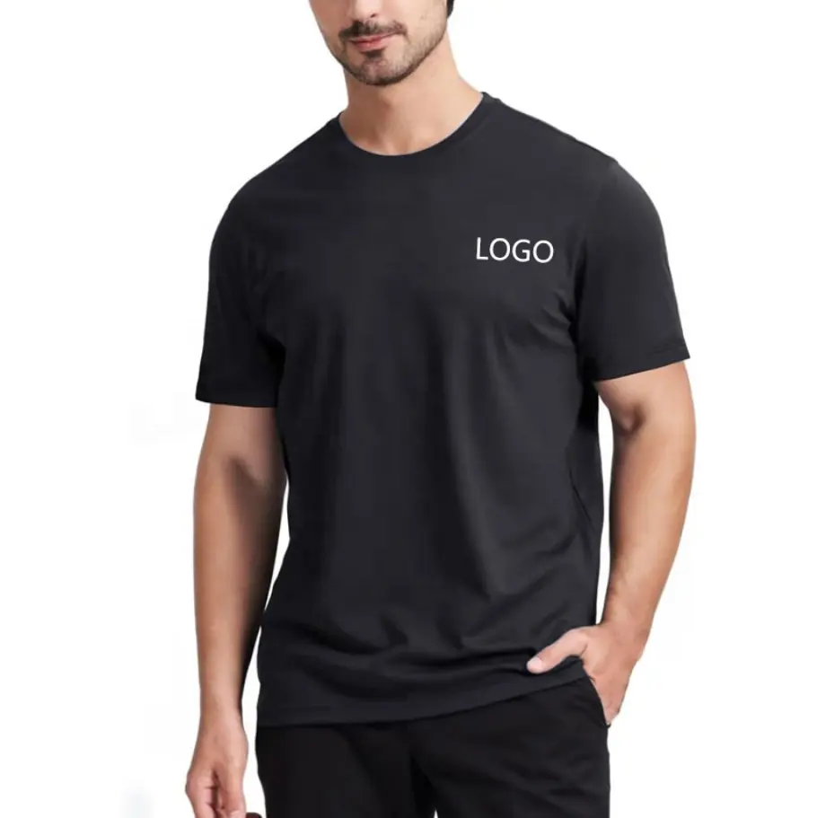 Custom US Size Nylon Rayon Spandex Mens T Shirt Moisture Wicking Short Lightweight Casual Crewneck Golf Tee Shirts for Men