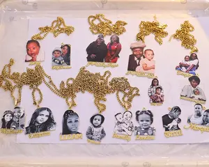 Collana con Catena Cubana in Oro e Ciondolo Personalizzato con Foto, Collane Personalizzate con Nome e Famiglia, Gioielli Commemorativi con Ritratto a Colori - Product Image 2