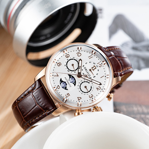 <span class=keywords><strong>OBLVLO</strong></span>, reloj de pulsera automático clásico multifuncional para hombre, calendario de fase lunar, reloj mecánico con correa de cuero resistente al agua, - Product Image 3