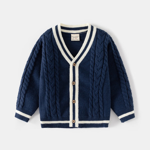 Pull pour garçons en gros, nouvelle collection automne-hiver, <span class=keywords><strong>cardigan</strong></span> style coréen, vêtements pour enfants, haut pour bébé, col en V, une pièce - Product Image 6