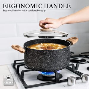 Commercio all'ingrosso Non bastone in granito alluminio Marmites De Cuisine casseruole pentole con coperchio - Product Image 2