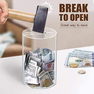 Chiaro salvadanaio, acrilico salvadanaio per gli adulti deve rompere per aprire, chiaro acrilico salvadanaio non apribile per i ragazzi soldi veri - Product Image 5