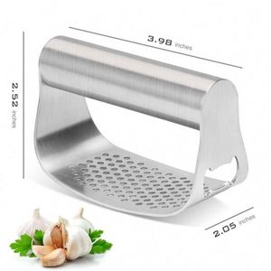 Accessories Metal 2 in 1 New Garlic Press Crusher Manual 304 Stainless Steel Garlic Press Rocker Set With <b>Silicone</b> Peele - Product Image 4