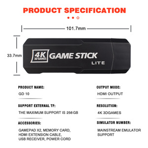 เกมสติ๊ก 4K ทีวีเกมคอนโซล คอนโทรลเลอร์ไร้สายสำหรับผู้เล่นสองคน พร้อมการ์ดไมโคร SD และสาย USB - Product Image 3