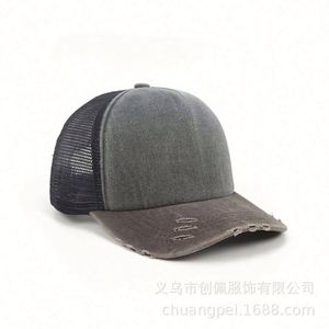 Color Clashing Washed Trucker <b>Hat</b> Trend Fashion Sun <b>Hat</b> <b>Summer</b> Sports Breathable Denim <b>Hat</b> - Product Image 4