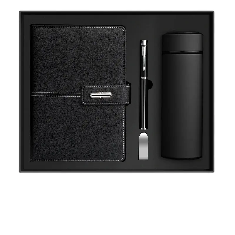 Ide produk baru 2023 A5 Notebook Set hadiah botol minum Usb pena logam Set acara perusahaan Souvenir pabrik grosir