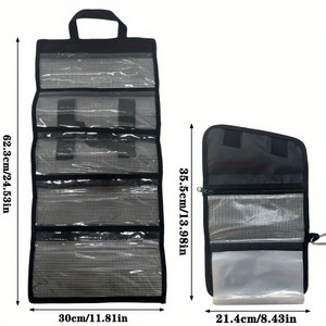 Bolsa de Pesca de 5 Bolsillos para Señuelos, Bolsa Grande para Cebo, Organizador Enrollable para Aparejos de Pesca con Cubierta Protectora de PVC Transparente - Product Image 1