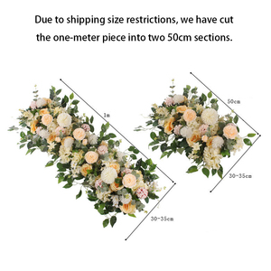 Composizione Floreale Decorativa per Corridoio Nuziale, Rose Bianche Artificiali con Foglie Verdi, Runner Floreale per Decorazione Ingresso - Product Image 6