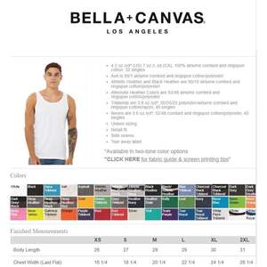 Unisex 3480 Bella Custom Jersey Tank Tops CUSTOM Hombres Multicolor Front & Back Printing Design Your Own Top - Product Image 5