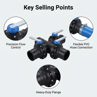 Robinet à bille à 3 voies durable, distributeur d'eau d'irrigation à 4 ports, connecteur de tuyau en PVC flexible, 3 poignées de commande de précision