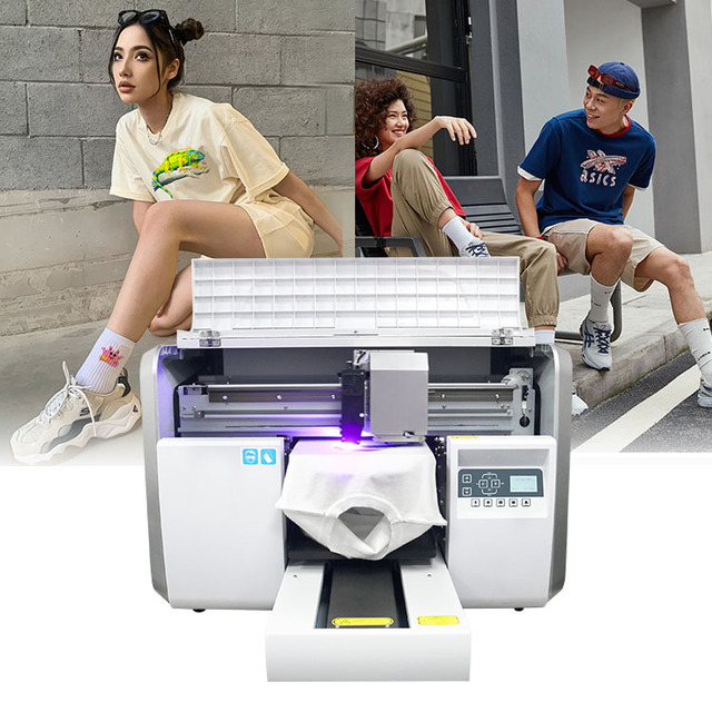 Goosam High Speed Desktop Flatbed Digital Inkjet Printer Machine Small A3 Plus Uv DTG Printer for Fabric T-shirts Bag Printing