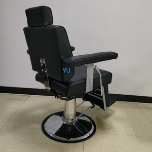Sillón de Barbería de Estilo Antiguo 2025, Tapizado en Cuero Negro y Dorado, con Bomba Hidráulica y Base Redonda, para Peluquería - Product Image 4