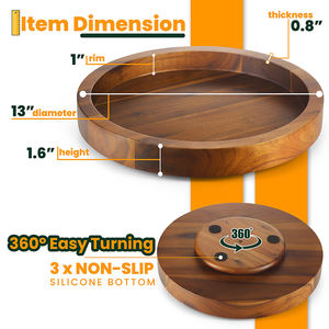 FLYWOD Trend ing Großhandel Premium Küche Runde Große Holz Serviert ablett Platte Holz Lazy Susan Plattenspieler - Product Image 2