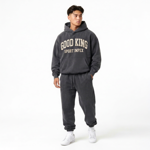 Conjunto de Sudadera con Capucha y Pantalones Deportivos Extra Grandes de Forro Polar Sólido Transpirable, Personalizado, OEM, Marca Privada, Ropa Deportiva Urbana - Product Image 1