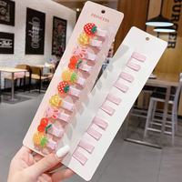 Lot de 10 mini pinces à cheveux colorées en plastique, motif fruits sucrés, pour enfants, bébés et petites filles - Vente en gros