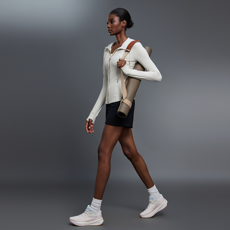 Zip-Up Activewear Jacket (DAW204-2): side profile showing stretch, rise and leg-opening fit