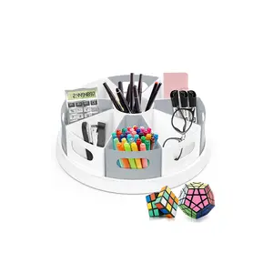 360 Rotating Storage Organizer Desk Organizers Pen Holder Lazy Susan Style Caddy With Removable Bins For Home Office Supplies