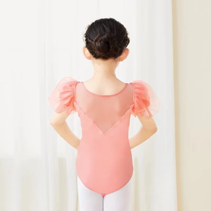 Симпатичные Купальник для девочек с пышными рукавами для балетных танцев, хлопковое Сетчатое гимнастическое Боди для детей, распродажа - Product Image 2