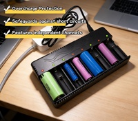Chargeur de batterie intelligent à 8 baies avec sortie 6A, prend en charge plusieurs types de batteries, y compris 26650, 18650, 14500, 16340