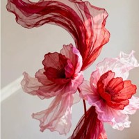 Installations artistiques florales en tissu voile faites à la main de qualité supérieure - Commande en gros pour mariages, hôtels et présentoirs de vente au détail