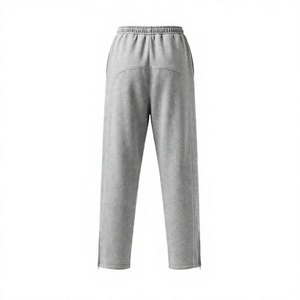 <b>Men's</b> Heavyweight Fleece Stretch Baggy Track Pants Elastic Waist Drawstring Closure <b>White</b> Piping Custom Embroidery Logo 100% - Product Image 2