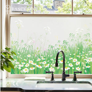 Fancyfix printemps fleur prairie intimité fenêtre s'accroche statique s'accrochent 45x200cm Film de <span class=keywords><strong>verre</strong></span> <span class=keywords><strong>d</strong></span>écoratif - Product Image 1