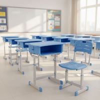 Ensemble bureau et chaise d'étude pour enfants avec tiroir, table d'apprentissage réglable avec surface de travail en plastique pour la maison
