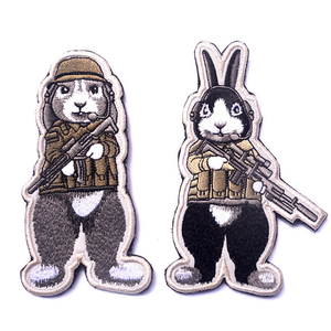 القط القرف واحد التصحيح النسيج أرنب الحيوان شارات مطرزة التصحيح التكتيكية ملصقات مع هوك و حلقة - Product Image 6