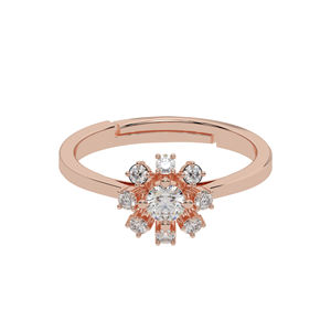 Anillo de compromiso, boda o aniversario para mujer, chapado en oro rosa, plata de ley 925, circonita, engaste de garra, elegante y moderno - Product Image 1