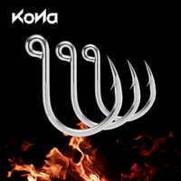 Vente en gros usine KONA 4X Strong Hameçons de pêche en acier à haute teneur en carbone pour jigging simple en ligne, à large ouverture, anti-corrosion, pour carpe et eau salée