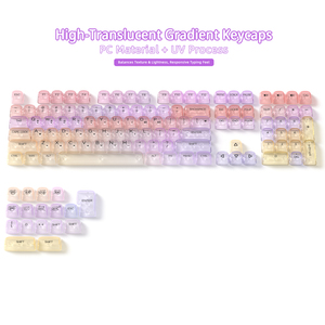 Teclas de perfil MOA de material PC transparente con degradado de color y diseño coreano para teclado mecánico, en stock de fábrica - Product Image 1