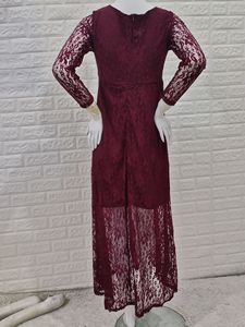 Europe et Amérique Femmes enceintes Sexy Front Deep V-neck Long Sleeve Lace Dress Casual Sexy Evening Dress - Product Image 6