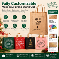 Sacs en papier kraft personnalisés avec logo imprimé, sacs de shopping en papier avec poignée, sacs cadeaux de Noël