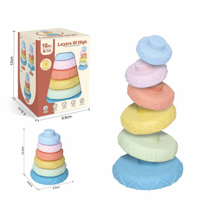 Jouet éducatif pour bébé <span class=keywords><strong>en</strong></span> gros, jouet d'empilage <span class=keywords><strong>en</strong></span> caoutchouc souple, jouet amusant <span class=keywords><strong>de</strong></span> dessin animé, <span class=keywords><strong>tour</strong></span> d'empilage arc-<span class=keywords><strong>en</strong></span>-ciel, <span class=keywords><strong>blocs</strong></span> d'empilage - Product Image 2