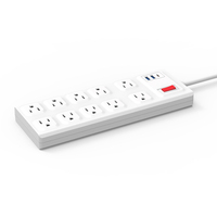 Vastfafa Nueva Tendencia 15A 125V Protector de Sobretensión Inteligente con 10 Tomas de Corriente, Enchufe Estadounidense, Regleta de Alimentación USB, Material ABS+PC, Tecnología SDK/NFC