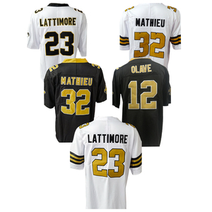 Maillot de football américain cousu en gros à bas prix New <span class=keywords><strong>Orleans</strong></span> 4 Carr 7 Hill 12 Olave 23 Lattimore 32 Mathieu 56 Davis - Product Image 5