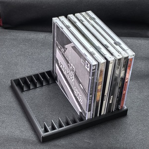 Cd Storage Rack 12 Compartments Desktop <b>Plastic</b> Cd <b>Disc</b> Album Organizer Black White Red - Product Image 2