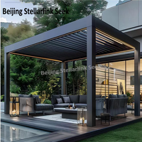 Techo de Terraza Eléctrico de Lujo, Impermeable, de Aluminio, Pergola Bi-Plegable con Rejillas, Puerta para Patio, Fácil de Instalar y Personalizar
