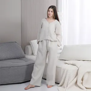 Trending Producten 2024 Nieuwkomers Gezellige Loungekleding Vrouw Design Linnen Pyjama Vrouwen Lounge Kleding